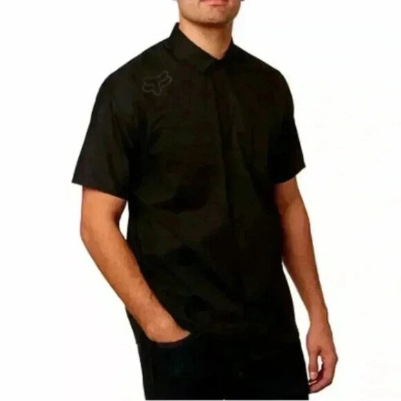 FOX Racing Redplate Flexair Workshirt Short Sleeves Snap Buttons Black Medium - Picture 3 of 16